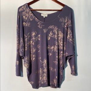 Kim & Cami Gray Dolman Sleeve Top Relaxed Fit